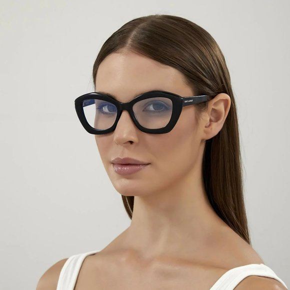 Saint Laurent SL68OPT 001 BRAND NEW Eyeglasses Black Cat Eye Women - Picture 6 of 14